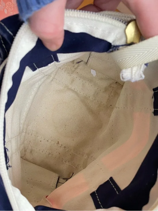 L.L. Bean 90s Vintage Mini Boat & Tote Canvas Pink & Navy Stripe Bag Made in USA - Picture 7 of 10